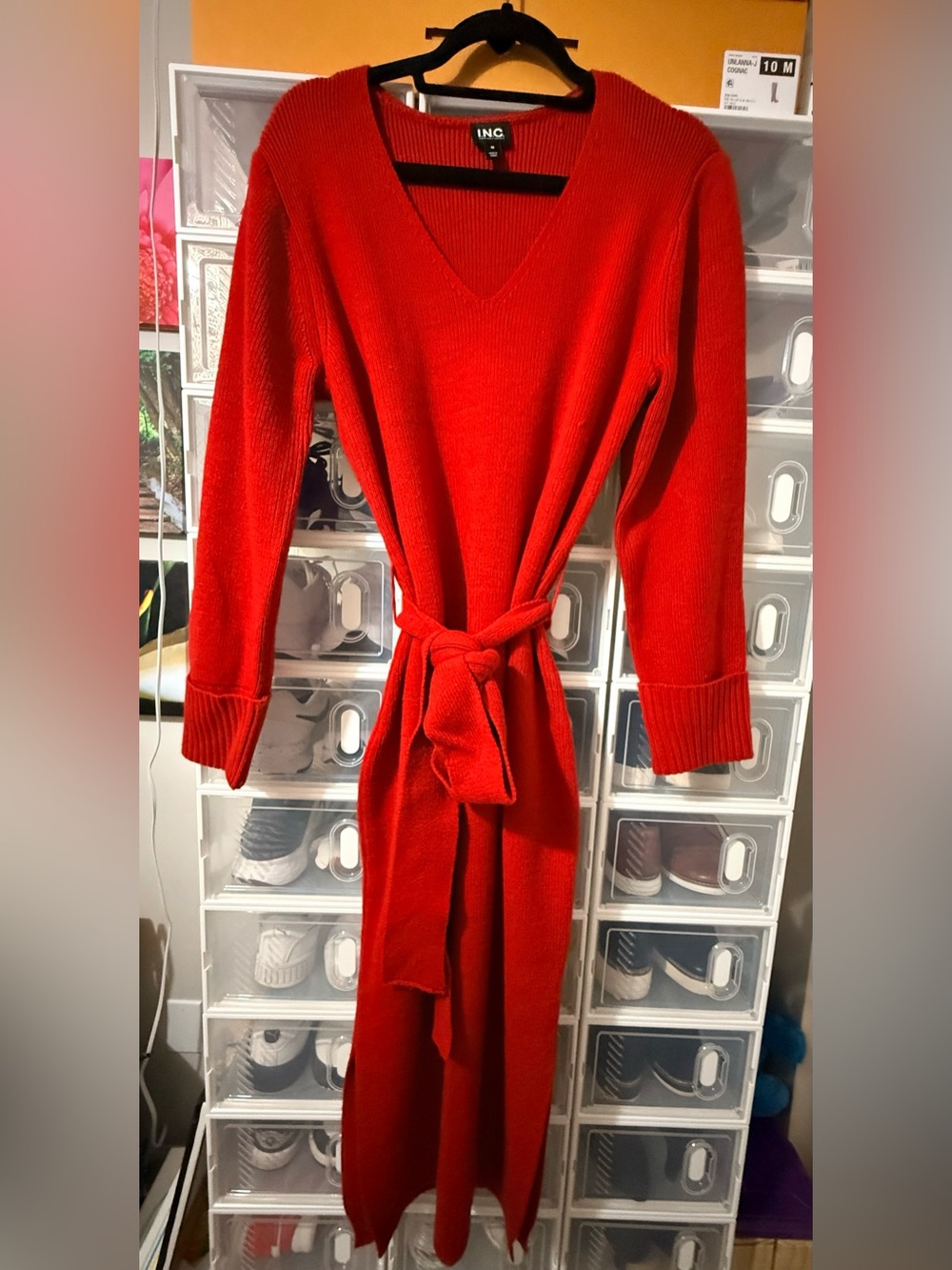 INC International Concepts Red Sweater Dress, fits like a Lg.